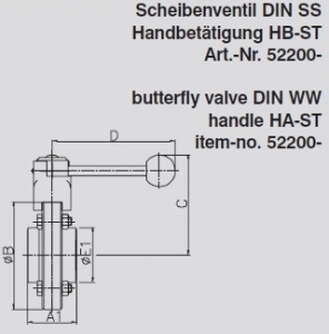 Scheibenventil SS DIN DN 40 (für Rohr DIN 11850)